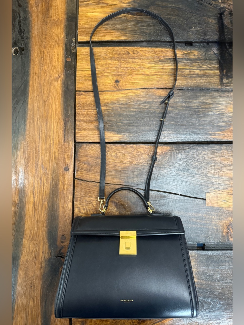 DeMellier Paris MIDI Black Satchel with Gold Hardware - Picture 8 of 14